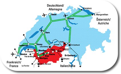 Major Routes Through Switzerland